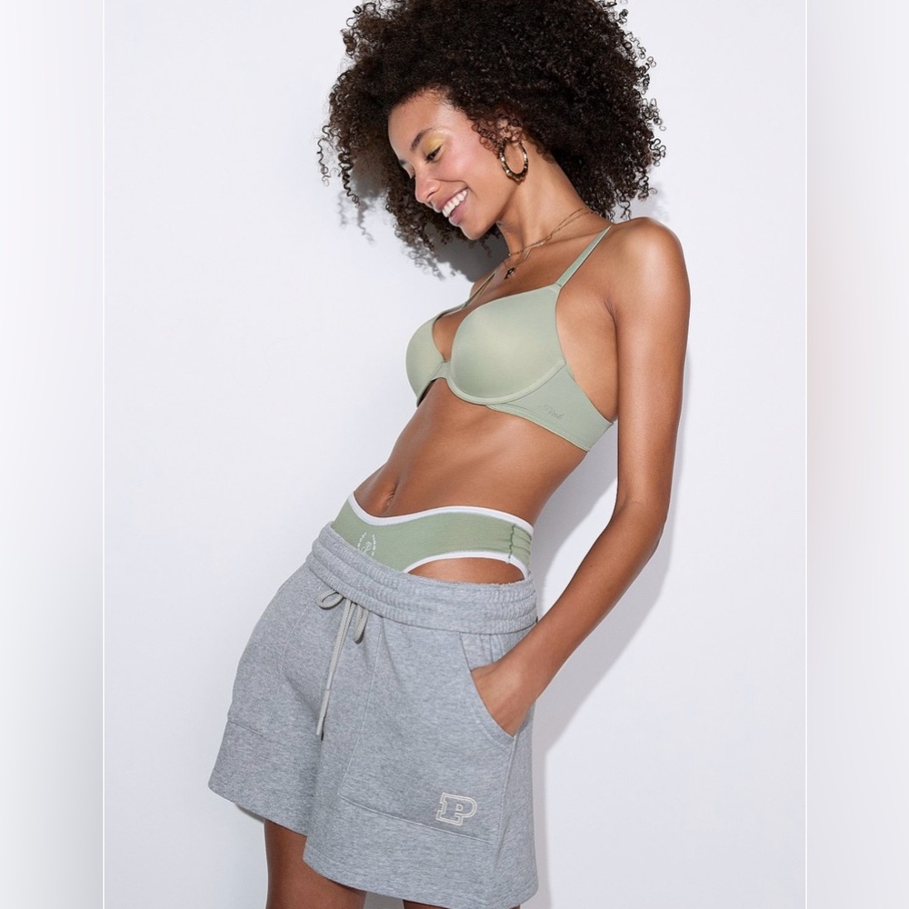 PINK VICTORIA’S SECRET Ivy Fleece Sweat Shorts High Rise Relaxed Fit Grey XL - Picture 11 of 13